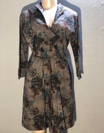 Habits Collection Cotton Grey Patterned Dress – Size 34 / Medium