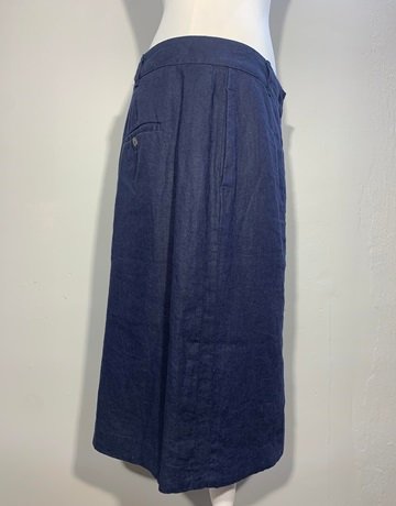 Trenery Navy Blue Pure Linen Skirt- Size 14