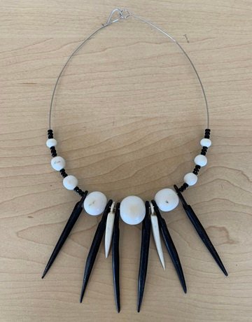 Black And White Wooden Beaded Necklace