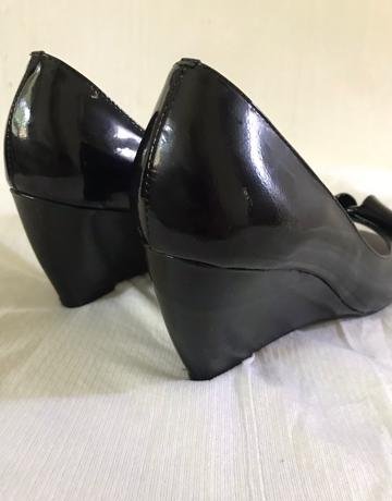 POLO Black Leather Wedges – Size 5
