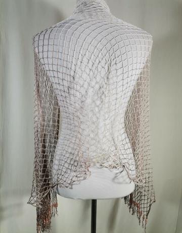 Beige and White Net Scarf