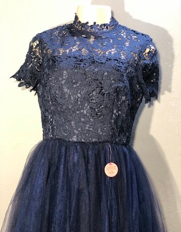 Chi Chi London NAVY Lace and Tulle Dress – Size UK 12 (New with tags)