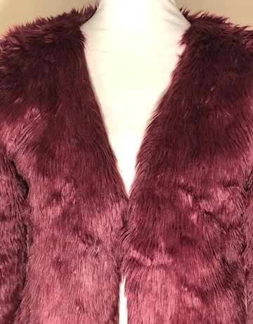 KAMEO Burgundy Faux Fur Jacket – Size M/34/10