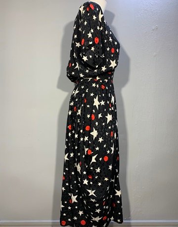 ESCADA Vintage Black Star Patterned Dress- Size M/SA34/EU38