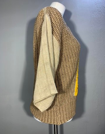 Malgari Brown And Yellow Knit Top- Size M
