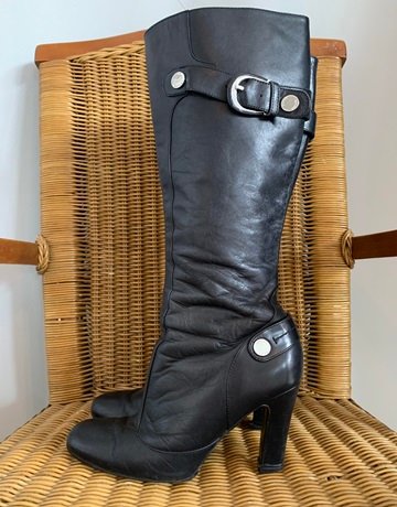 Karen Millen Leather Black Boots- Size 37/4