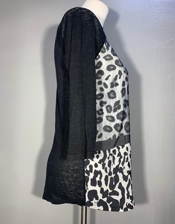 Zara Leopard Print Black Top- Size M