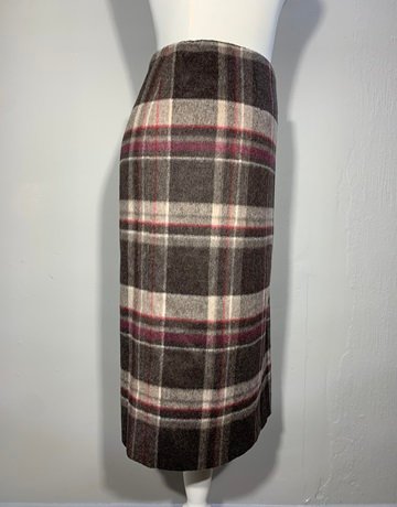Gerry Weber Brown And Red Wool Skirt- Size L/XL
