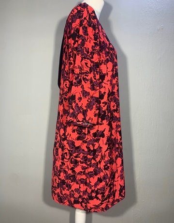 Promod Red And Black Patterned Dress- Size UK14/US10