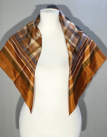 BROWN, CHEQUE BLUE Print Scarf