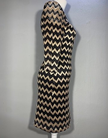 SASS Gold And Black Patterned Dress- Size 12