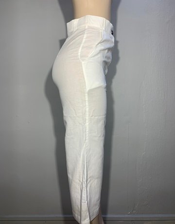 Asha Eleven White Pure Linen Pants- Size S