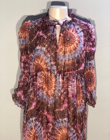 Desray PINK/BROWN/ORANGE Chiffon Dress – Size 32