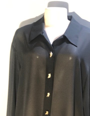 Vintage Cachet BLACK Sheer Blouse – Size 38