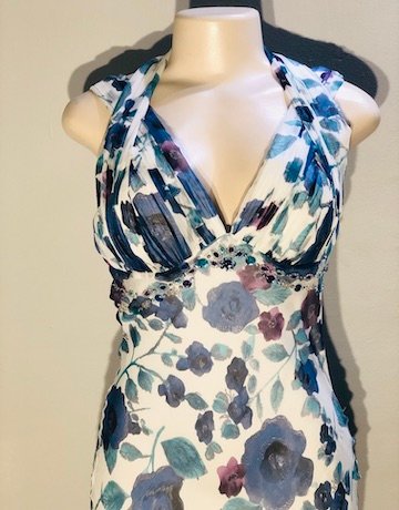 Gina Bacconi Patterned Silk Dress – Size UK. 10