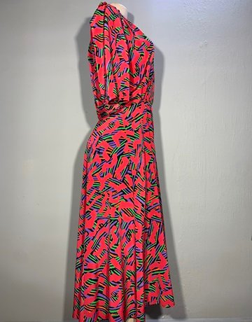 Colourful Patterned Vintage Dress (No Brand Name)- Size M