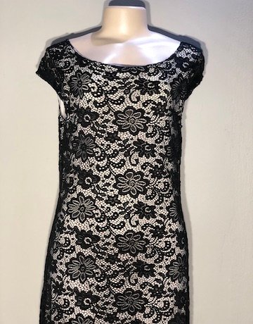 Mastik BLACK Lace Shift Dress – Size 3 (UK 34) Medium