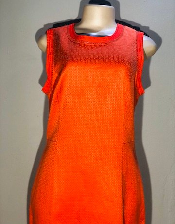 Basque ORANGE Cotton and Linen Blend Shift Dress – Size UK 14