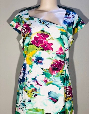 Simon Jeffrey WHITE FLORAL Cotton Dress – Size Uk16/Eur42/US12