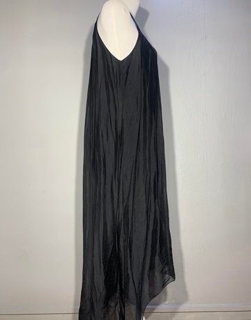 Silk & Viscose Black Spaghetti Strap Dress (No Brand Name)- Size M