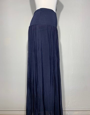 Something Pretty Navy Blue Silk/Viscose Blend Skirt- Size