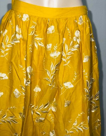 Poetry MUSTARD Cotton Embroidered Skirt – Size 10