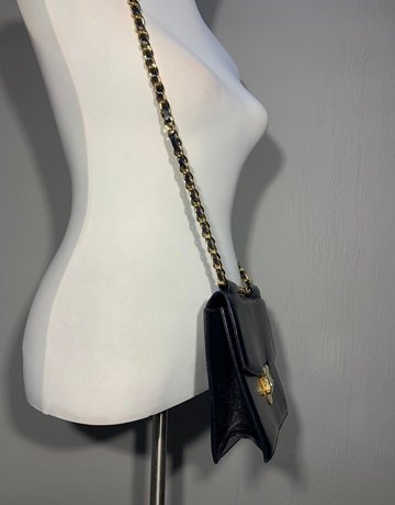 Navy Blue And Gold Crossbody Bag- Medium Size