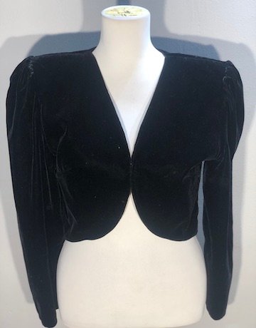 Glad'iags BLACK Velvet Bolero - Size Medium /UK 34
