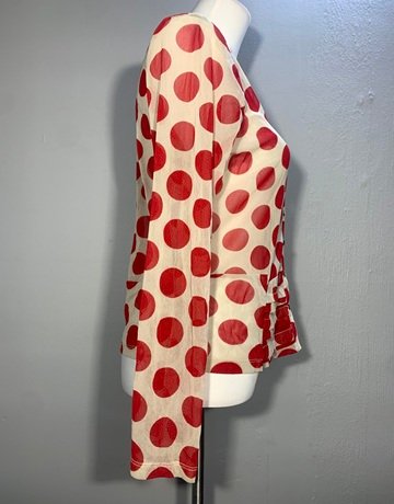 Yarra Trail Red And Cream Polka Dot Cardigan- Size M