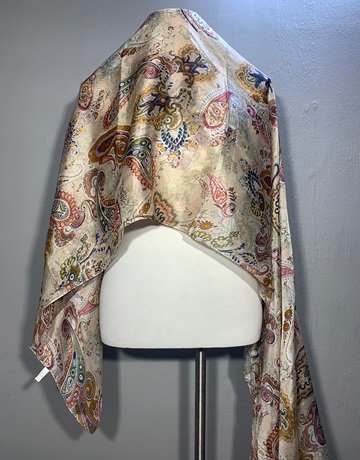 Colourful Patterned Pure Silk Scarf- Medium Size