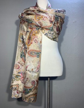 Colourful Patterned Pure Silk Scarf- Medium Size
