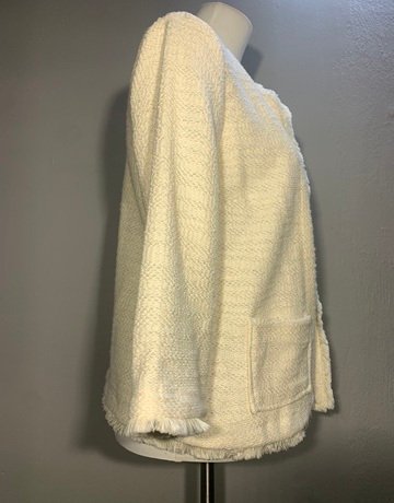 Cream Tweed Cream Cotton Jacket- Size L