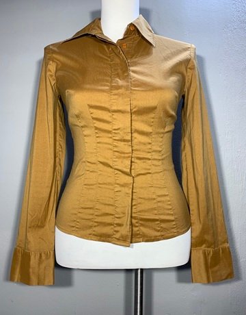 CUE Shirt Brown Cotton Shirt- Size UK 8