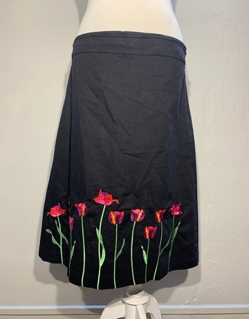 Nicola Quilter Black Floral Skirt- Size UK12-14
