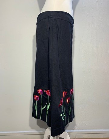Nicola Quilter Black Floral Skirt- Size UK12-14