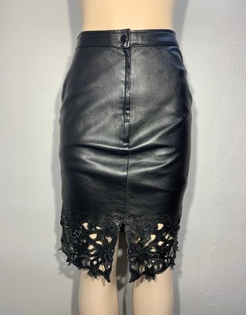 Penny Howson Black Vintage Leather Skirt- Size M