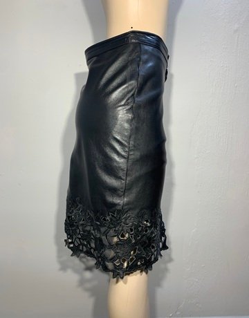 Penny Howson Black Vintage Leather Skirt- Size M