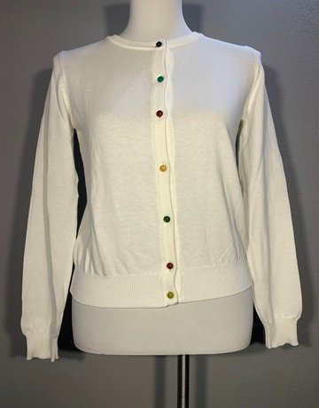 SOLOTRE White Pure Cotton Cardigan- Size S