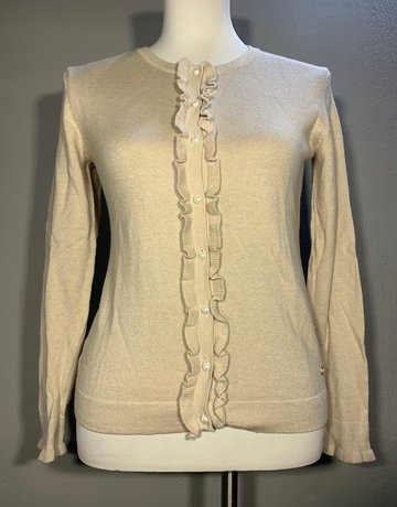 Decentio Beige Cotton And Silk Blend Cardigan- Size XS