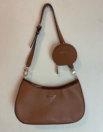 GUESS ALEXI Shoulder Bag in Tan