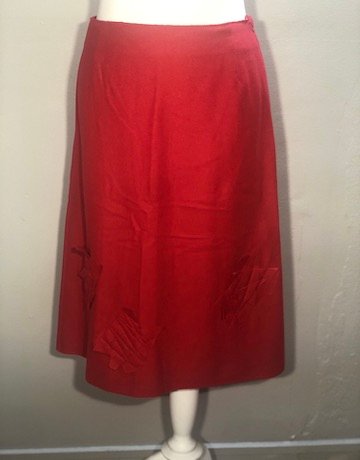 Autograph ( Marks and Spencer) RED Woven 80% Wool Blend Skirt - Size UK10/Eur 38