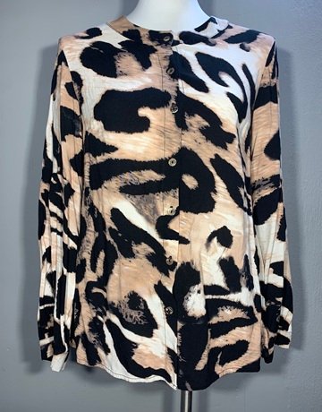Bouton Black And Brown Patterned Shirt- Size M