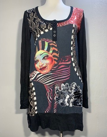 Desigual Black Patterned Top- Size XL
