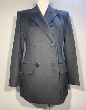 Jaeger Black Pure 100% Wool Coat- Size UK 10 / USA 8