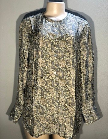 Desray Taupe Paisley 100% Silk Shirt - Size 32 (New with tags)