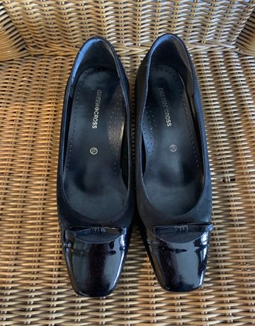 Green Cross Black Pumps- Size 6.5