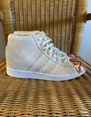 Adidas White And Rose Gold High Top Sneakers- Size US9.5/UK8