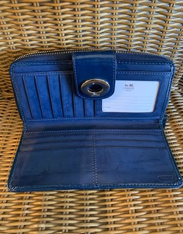 Coach Beige And Navy Blue Wallet- Small Size