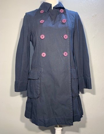 JIGSAW Navy Blue Cotton Coat- Size 12