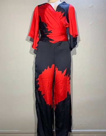 Michelle Ludek Red And Navy Blue Jumpsuit- Size Small